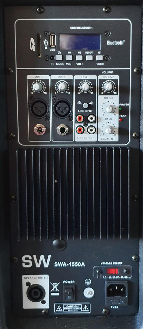 Aktive PA Musiker Lautsprecherbox  mit 38 cm Lautsprecher