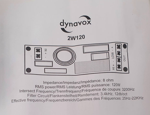 2 Wege Frequenzweiche Dynavox 2W120